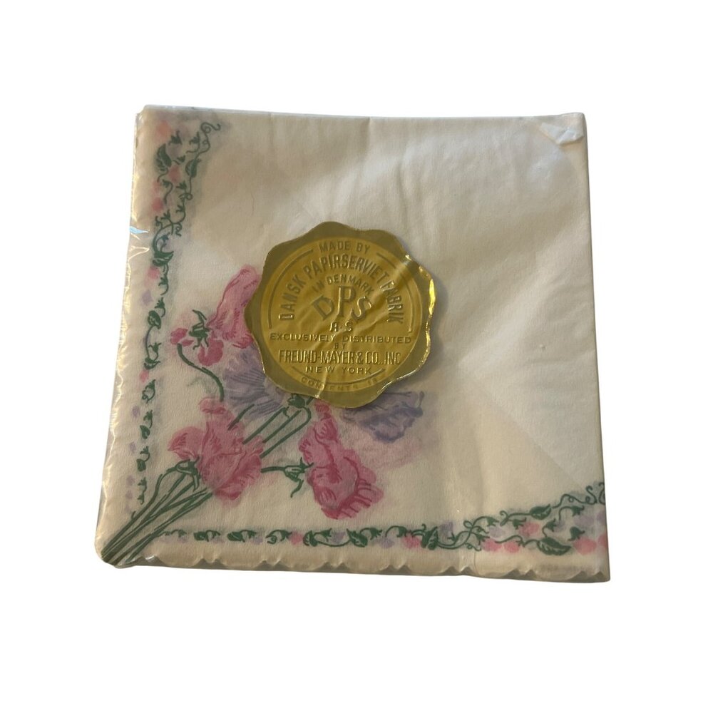 Vintage 18 Dansk DPS Paper Cocktail Napkins Denmark Freund Mayer Floral Estate